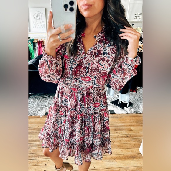 Dresses & Skirts - Pitaya Pink Floral Print Ruffle Tiered Puff Sleeve
Mini Dress Bohemian Mini